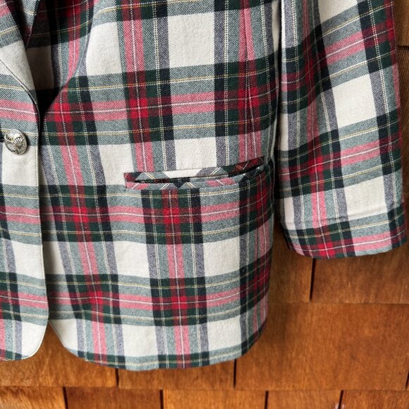 VTG Giorgio Sant Angelo 100% Wool Single Button Red Plaid Blazer in Women's 12 - Picture 7 of 9